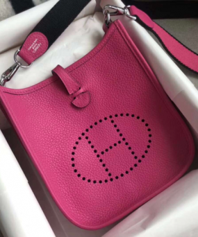 에르메스 미니 에블린16 로즈핑크 은장 토고가죽